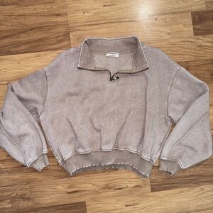 Zenana Outfitters Tan Fleece 1/4 Zip